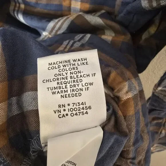 L.L. Bean Signature Women's L Grayish Blue Plaid 1/4 Button Pullover Drawstring - Picture 9 of 14